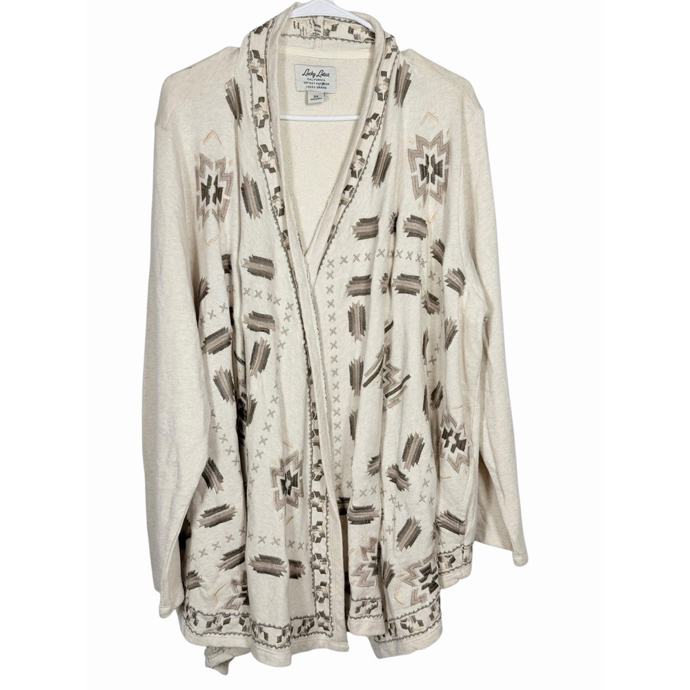 Lucky Brand Lucky Lotus Cardigan Womens‎ 3X Embroidered Boho Southwestern Duster